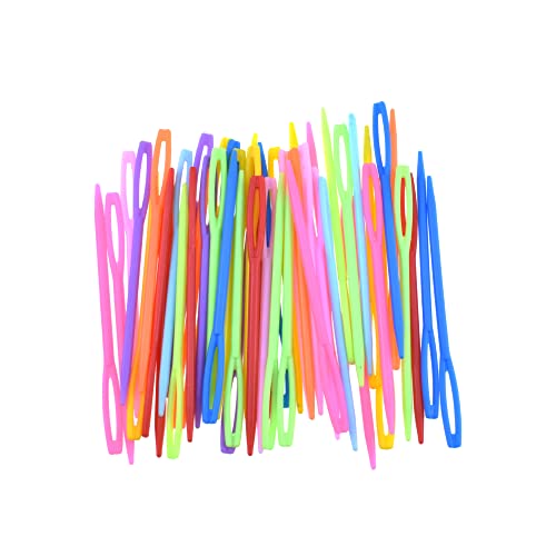 Hahiyo Colorful Yarn Darning Tapestry Sewing Needles Safety Weave Crochet No Poke Big Eye Smooth Get Yarn in Bright Visible Easy Find Close Off Ends Not Snag Not Leave Big Hole Fade Plastic 50 Pieces - size: Colorful-2.76 "-50Pieces