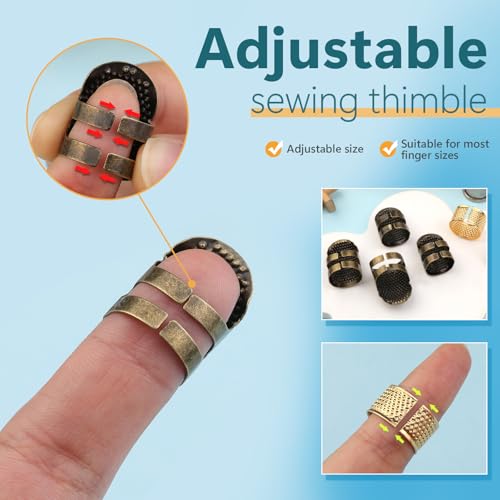 ZMAAGG Thimbles for Hand Sewing, 8 PCS Sewing Thimble, Metal Thimble - size: S-Basic Version