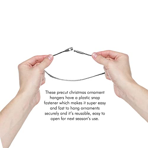 Christmas Tree Ornament String Hooks - Silver Easy Snap Ribbon 200 Pk - color: Silver