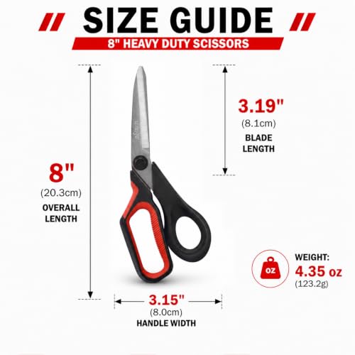 LIVINGO 8-Inch Industrial Scissors - Heavy Duty All Purpose Shears - size: 8"