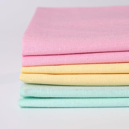 6 Pcs 18 x 21 Inches Cotton Fabric Precut Quilting Fabric Bundles Solid Colors Quilt Material for DIY Craft Sewing Embroidery (Pink Yellow and Light Green) - color: Pink Yellow and Light Green