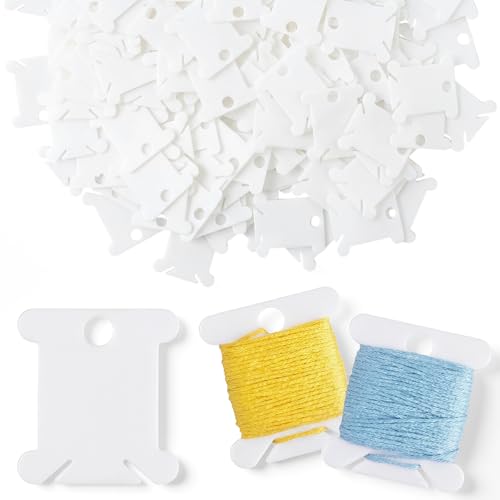 Tranqun 500 Pcs Plastic Embroidery Floss Bobbins, Thread Organizer,White - color: White