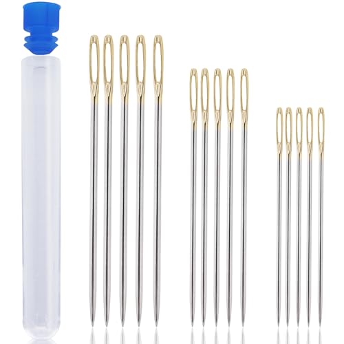 VIVAwisdom 15pcs Cross Stitch Needles, Large-Eye for Hand Sewing, 22 & 24 & 26 Gauge Blunt Tip, DIY Sturdy Stainless Steel Embroidery
