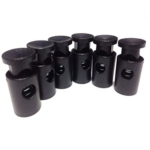 50Pcs Barrel Spring Cord Locks Single Hole 27x13mm(H*D) Cylinder Stop Toggle Clamp Slider End Adjustable Clothing Black Plastic - size: 50 Pcs