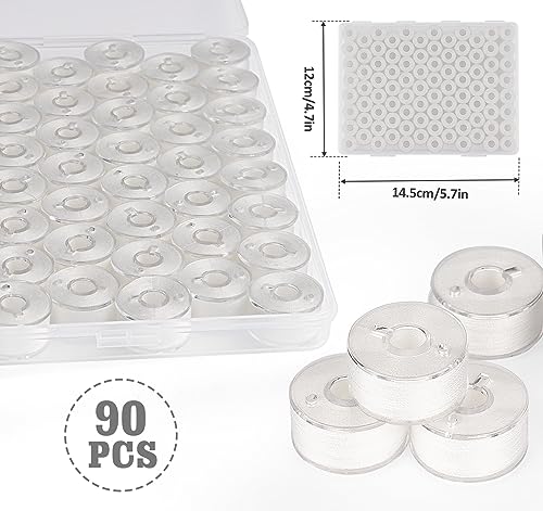 ilauke 90 pcs White Prewound Bobbin Thread, Sewing Thread Bobbins - color: White