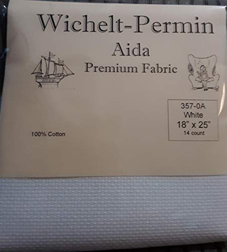 Wichelt Permin Premium Aida Cross Stitch Fabric 14 Count White 18 x 25