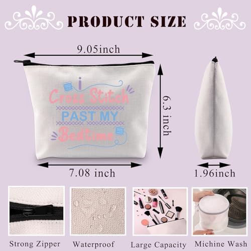BDPWSS Cross Stitch Lover Gift Bag - Past My Bedtime Makeup & Craft Project Bag with Needleminder