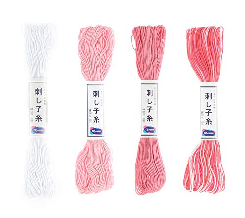 Olympus Sashiko Thread 20m Skein Color Bundles (Carnation: 53-01-13-14) - color: Carnation: 53-01-13-14