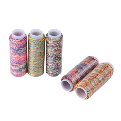 5Pcs Multicolor Gradient Sewing Quilting Embroidery Thread, Variegated Sewing Thread, 120.3yards Polyester Fiber Hand Quilting Thread for Sewing Enthusiast Embroidery