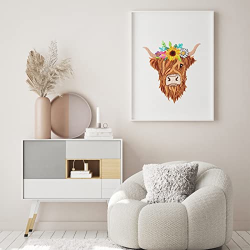 Louise Maelys Highland Cow Floral Embroidery Kit for Beginners Craft - color: kit-11
