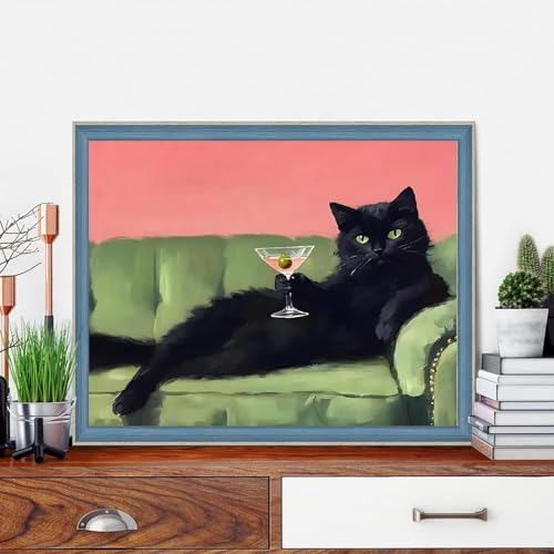 TCDZMYGS Stamped Cross Stitch Kits for Beginners,Black Cat-12x16in - color: cross stitch-black cat