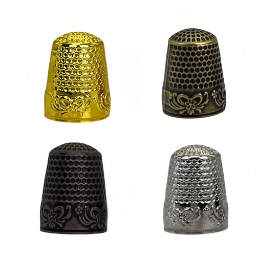 RyanDesign Metal Thimbles (4-Pack) - Size 9 Stainless Steel Finger Protector for Hand Sewing, Quilting, Embroidery | Comfort-Fit with Anti-Slip Grooves & Breathable Design
