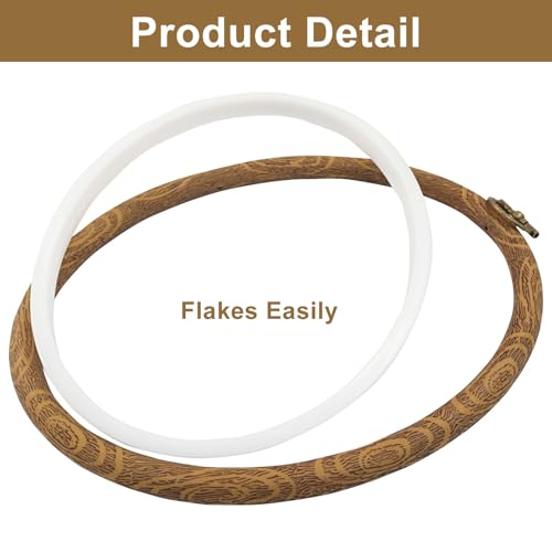 Marvexi 5Pcs Oval Embroidery Hoops 5.3"x6.9" Vintage Cute Faux Wood - style: 5.3" x 6.9"