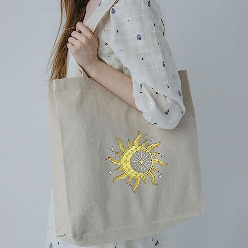 GLOBLELAND 4 Sheets Sun Moon Water Soluble Embroidery Pattern 8.3×11.7 inch - color: Sun Moon