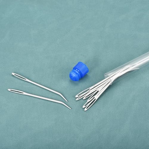 uxcell 8 Pcs Yarn Needle Kit, 3.15 Inch Tapestry Needles Bent High Carbon Iron Large Eye Sewing Darning Needles Hand Sewing Needles with Storage for Hand Sewing Art Crafts, Silver Tone - color: Silver