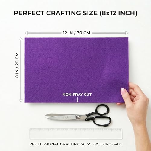 Purple Felt Fabric Sheets Stiff 20 Pcs 8" X 12" 1mm Thick - color: Purple