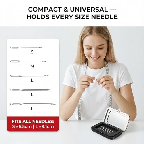 Magnetic Needle Holder Case with Clear Acrylic Lid Sewing Pin Storage Case Portable Needle Keeper Knitting Pin Storage Box Container Cross Stitch Needles Organizer for Embroidery Quilting Craft Tool