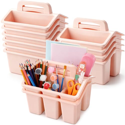 WILLBOND 12 Pcs Classroom Storage Caddies Stackable Utility Caddy, Pink - color: Pink