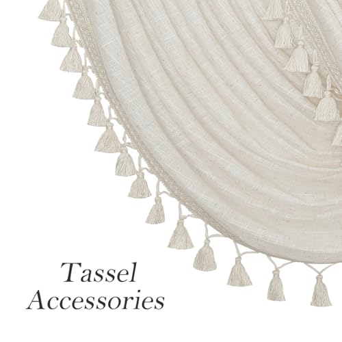 Natural Solid Waterfall Valance with Tassel Accessories, 56"x38", 1 Piece - color: Natural, size: 56"W x 38"L (Pack of 1)