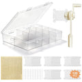 Embroidery Floss Organizer, Cross Stitch Thread Storage Box with Removable 14 Compartments Embroidery Thread Organizer Includes 120 Plastic Bobbins, Stickers, Bobbin Winder for DIY Sewing Crafts