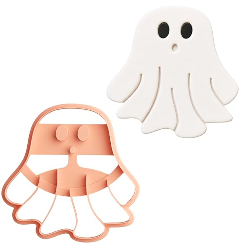 Large Autumn Halloween Clay Cutters for Polymer Clay – Pumpkin Ghost & Maple Leaf Trinket Dish Clay Cutter Set with Embossed Details | Autumn Magic - color: AUTUMN MAGIC