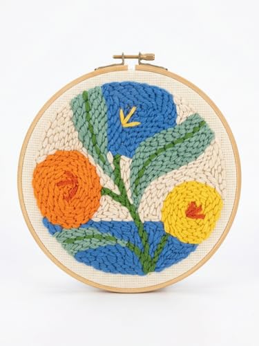 Meoe&heome Punch Needle Kit for Beginners, DIY Embroidery Set with 20+ Patterns(Tricolor Bloom) - color: Tricolor Bloom