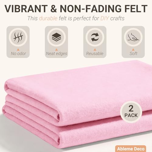 Light Pink Felt Fabric Sheets 18" x 18" (2 Pack) 1.6mm Soft Craft Felt - color: Light Pink