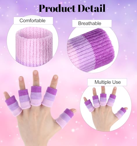 10 Pcs Knitting Finger Protector, 2-Inch Breathable Compression Crochet Finger Guard for Knitting & Writing Cushioned Fingers Covers for Pain Relief (Purple)