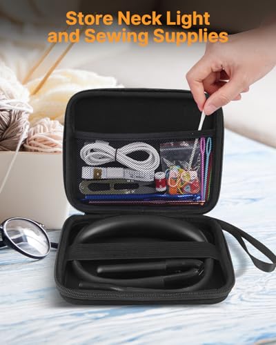 Upgraded Book Light with EVA Case, Neck Light with Power Display - color: Dark Black + Storage Case