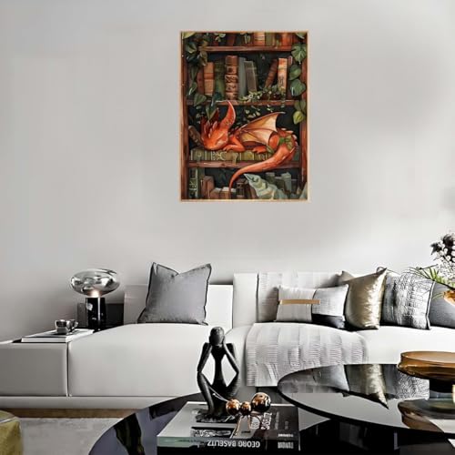 Dragon Stamped Cross Stitch Kits for Adults Beginner, Bookshelf Counted Cross Stitch Kits Printed Stitching Cute Patterns Dimensions Needlepoint Art Crafts Embroidery Kits for Adults - color: Cross Stitch-1215-2
