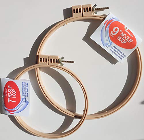 Morgan Quality Products No-Slip Embroidery Hoops Bundle, Interlocking Tongue and Groove Design (9" and 7") - size: 9" and 7"