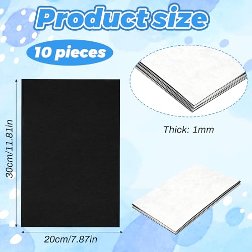 Ymapinc 10PCS Felt Fabric Sheets - 11.69 x 7.80 Inch Black & White - color: Black+white
