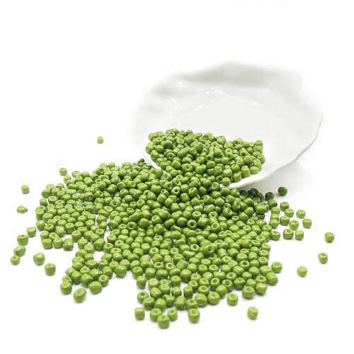 6/0 Craft Glass Seed Beads Bulk, 4mm 1000 Pcs Colorful Bracelet Beads Small for Jewelry Making, Waist, Hair, Neckalce Ring Earring DIY Art（Green） - color: Green