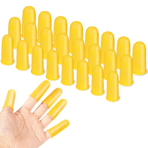 24pcs Silicone Finger Protectors,Rubber Fingers Tips, 3 Sizes