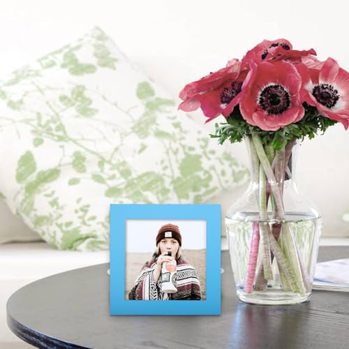 WUTL 4x4 Picture Frames Solid Wood Square Photo Frame Blue 6 Pack - color: Blue, size: 4x4