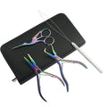 Hair Extension Beading Tool Kit Hair Extensions Micro Link Bead Closer and Remover Pliers and Cutting Scissors Set, Link Micro Ring Loop Needle Pulling Hook Threader Wire for Silicone Rings（Rainbow）