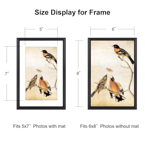 BKABOT 6x8 Black Aluminum Photo frames 1 Pack HD Glass Mat 5x7 Wall Table - color: Black, size: 6x8-1P