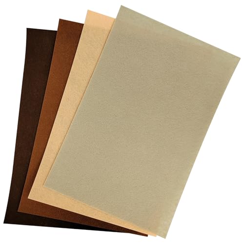 4Pcs 8" x 12" Squares Felt Sheets Fabric, 1mm Thick, Non-Woven Multi-Color Felt for DIY Craft Sewing, Halloween & Christmas Decorations (4, Dark Brown/Medium Brown/Light Brown/Flesh Color) - color: Dark Brown/Medium Brown/Light Brown/Flesh Color