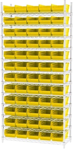 Akro-Mils 30130 Heavy Duty Plastic Shelf Bins, 12"x 6.5"x 4", Yellow, 12-Pk - color: Yellow
