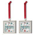 2-Pack 3x3 Silver Glitter Bling Picture Frame Ornaments - color: Silver With 2 Silver Glitter Mat
