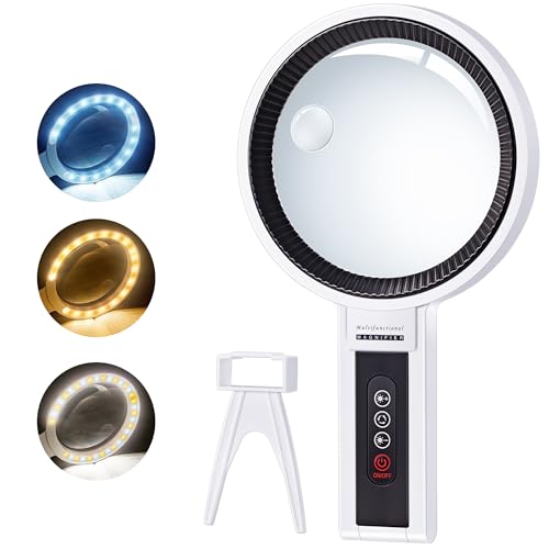 JARLINK Magnifying Glass with Light and Stand, 5.5-Inch Large Magnifier