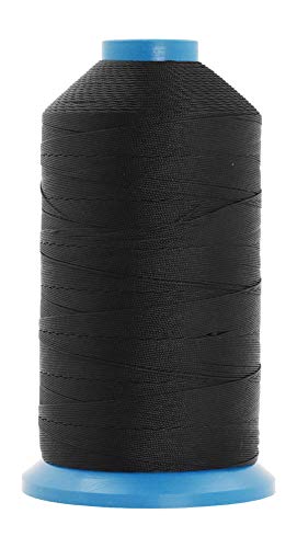 Mandala Crafts Size 138 420D T135 Black Bonded Nylon Thread, 1250 YDs - color: Black, size: T135 #138 420D/3 1250 Yards