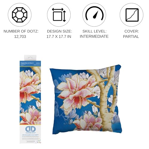 DIAMOND DOTZ Magnolias on Blue 2 Floral Diamond Art Painting for Adults - color: Magnolias on blue 2
