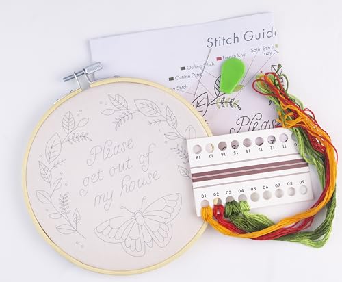 FUNATIC Please Get Out of My House Funny Embroidery Kit for Adults - color: Please Get Out of My House