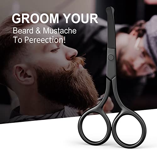 Nose Hair Scissors, Round Tip Safety Eyebrow Tool, Black Stainless Steel. - color: Small Scissors-black