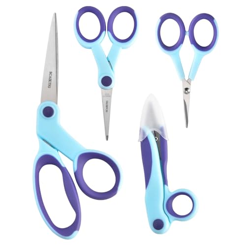 SCAIKTIG Premium Sewing Scissors Bundle, 8" Heavy Duty Fabric, 5" Embroidery, 4" Small Detail Scissors, 5" Thread Snips, Tailoring, Dressmaking, Quilting, Arts&Craft Supplies, Blue - color: Blue(8"/5"/5"/4")