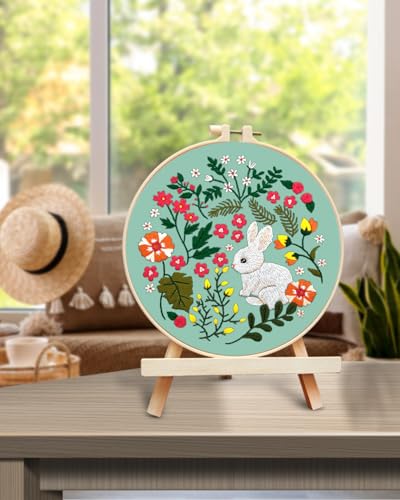 TINDTOP Embroidery Kit for Beginners Adult, Rabbit Embroidery Kit - color: Rabbit