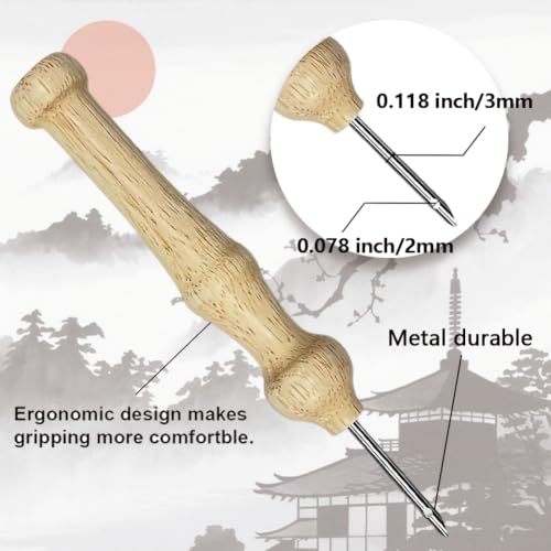 BEUNITONE 2Set Punch Needle Kit with Frame for Adults Beginners, Japanese Style Needlepoint Crafts Kit for Adults, Complete Embroidery Starter Kits with Pre-print Pattern for Gift Home Decor 9.4"x9.4" - color: 03-Japanese Landscape