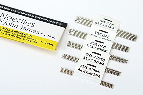 John James Saddlers Harness Blunt Point Needles/Set: 5 x 5/5 Sizes x 5 Pieces Each
