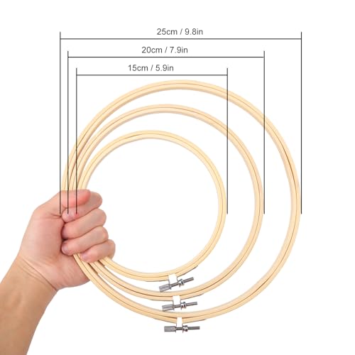 Geytetqi 30 PCS Embroidery Hoop, 10 inch & 8 inch & 6 inch Natural Bamboo Cross Stitch Ring Hoops, Versatile and Durable for Art, Craft, and Needlework